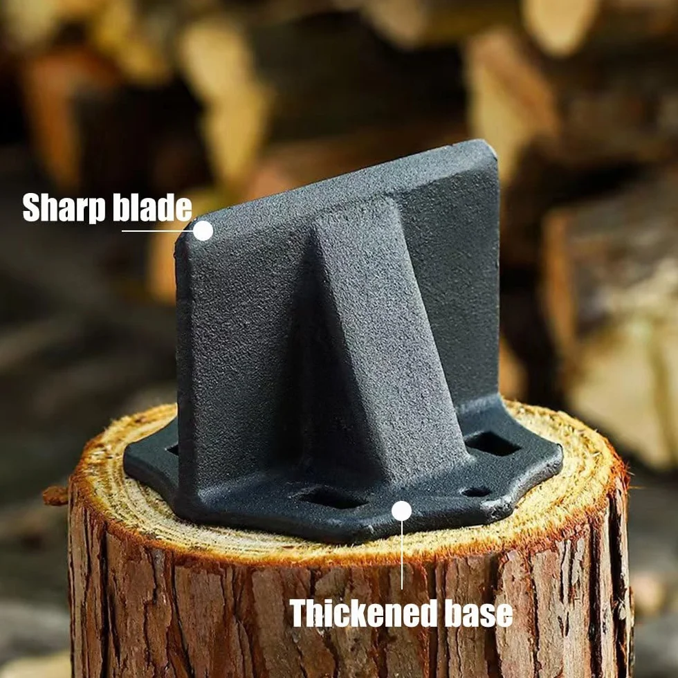 Esparcidor de madera, herramienta de corte de troncos de acero fundido, con bolsa de almacenamiento y tornillos, para estufa de madera, chimeneas