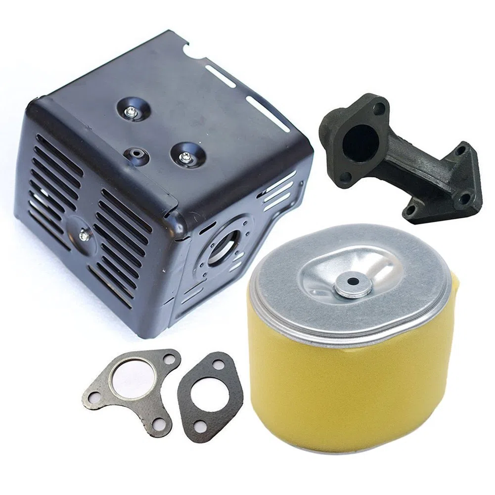 Carkio Silenciador de escape con tubo de escape y filtro de aire Compatible con motores Honda 11HP 13HP GX340 GX390