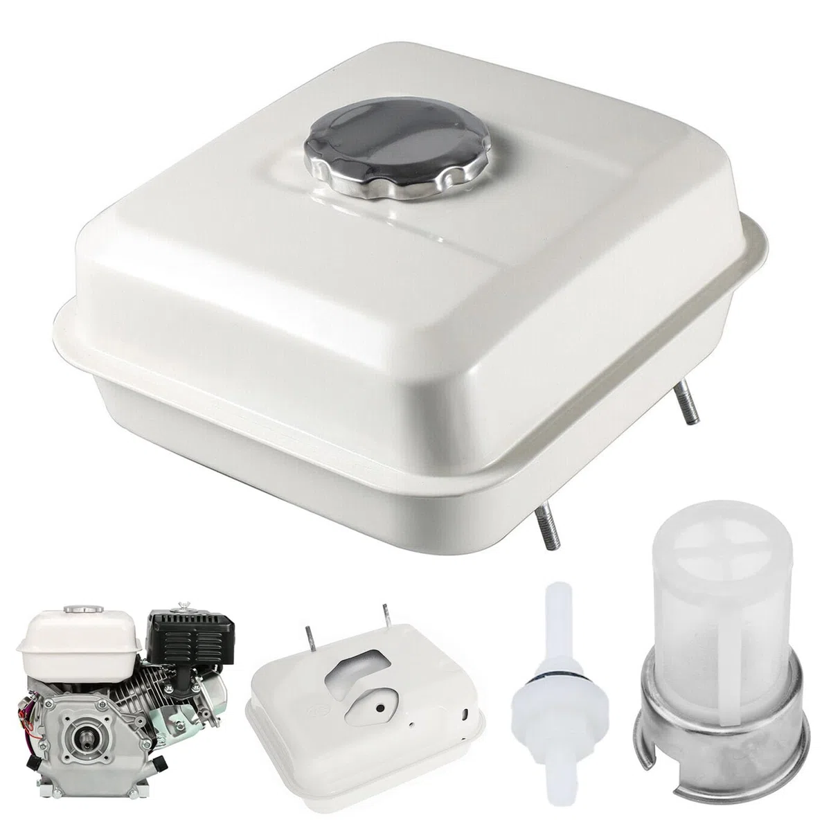 Depósito para Honda GX120 GX140 GX160 GX200 Motor, Deposito Gasolina Kit de 3L con Tapa de Deposito Filtro Gasolina y Línea de Gasolina Piezas de Repuesto para Cortacésped