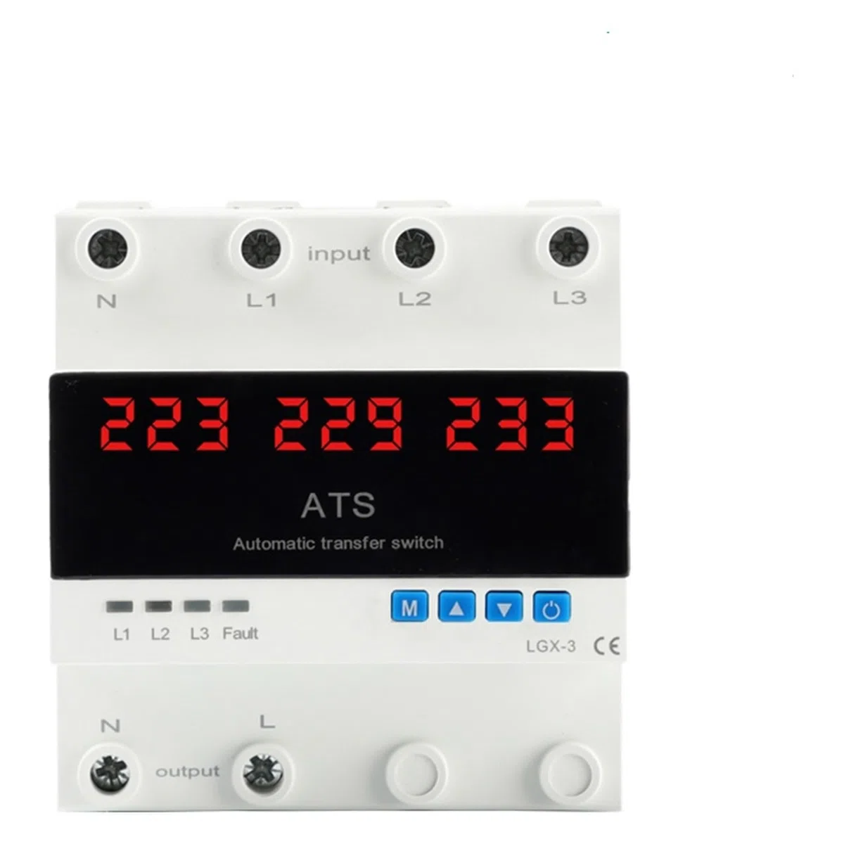 Interruptor de Transferencia Automática Trifásico ATS Solar 63A con Protector de Voltaje y Límite de Sobrecorriente – Conmutador de Fases 3F para Red y Energía Solar