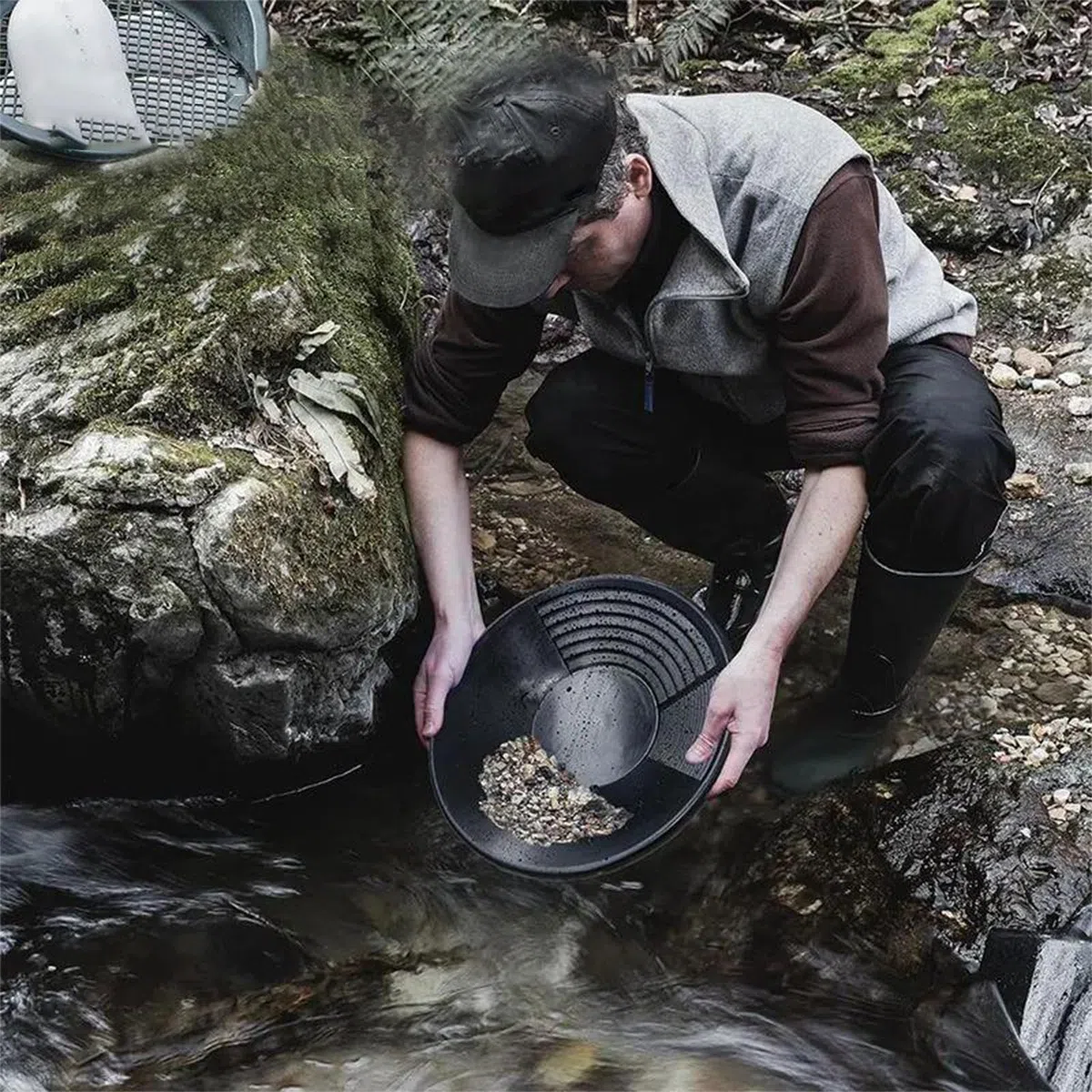 Gold Panning Pan,Accesorios para Tamices Manuales para la Extracción de Oro,Herramientas Portátiles para Buscar Oro al Aire Libre,Batea de Oro Set,Gold ifting,Clasificador de Tamizado 38 cm Tokaneit