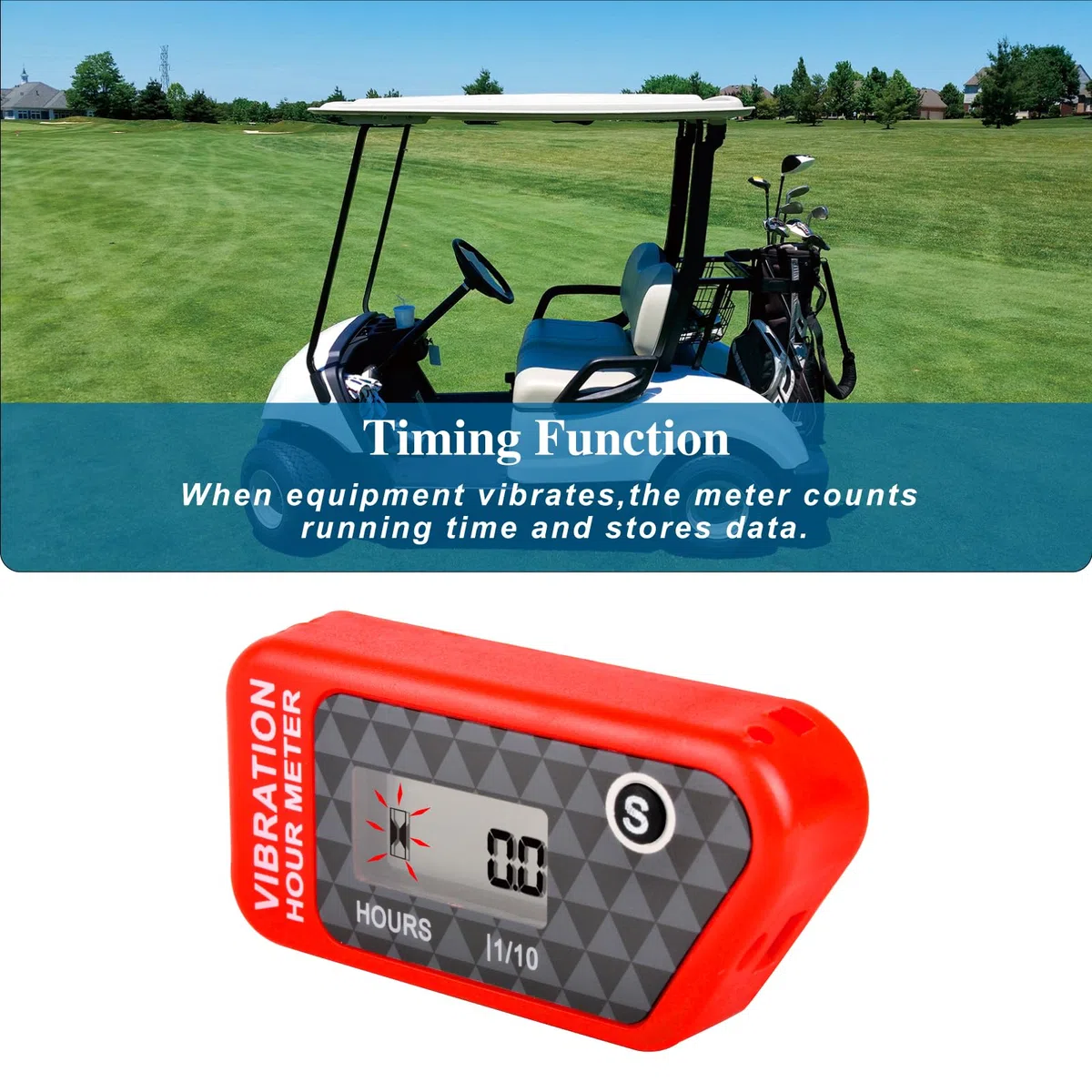 Jayron JR-HM016B Medidor de Horas Digital Inalámbrico LCD con Vibración Activada,para Todas las Máquinas Vibratorias,Compresor de Aire,Generador,Moto Acuática,Cortacésped,Motosierra
