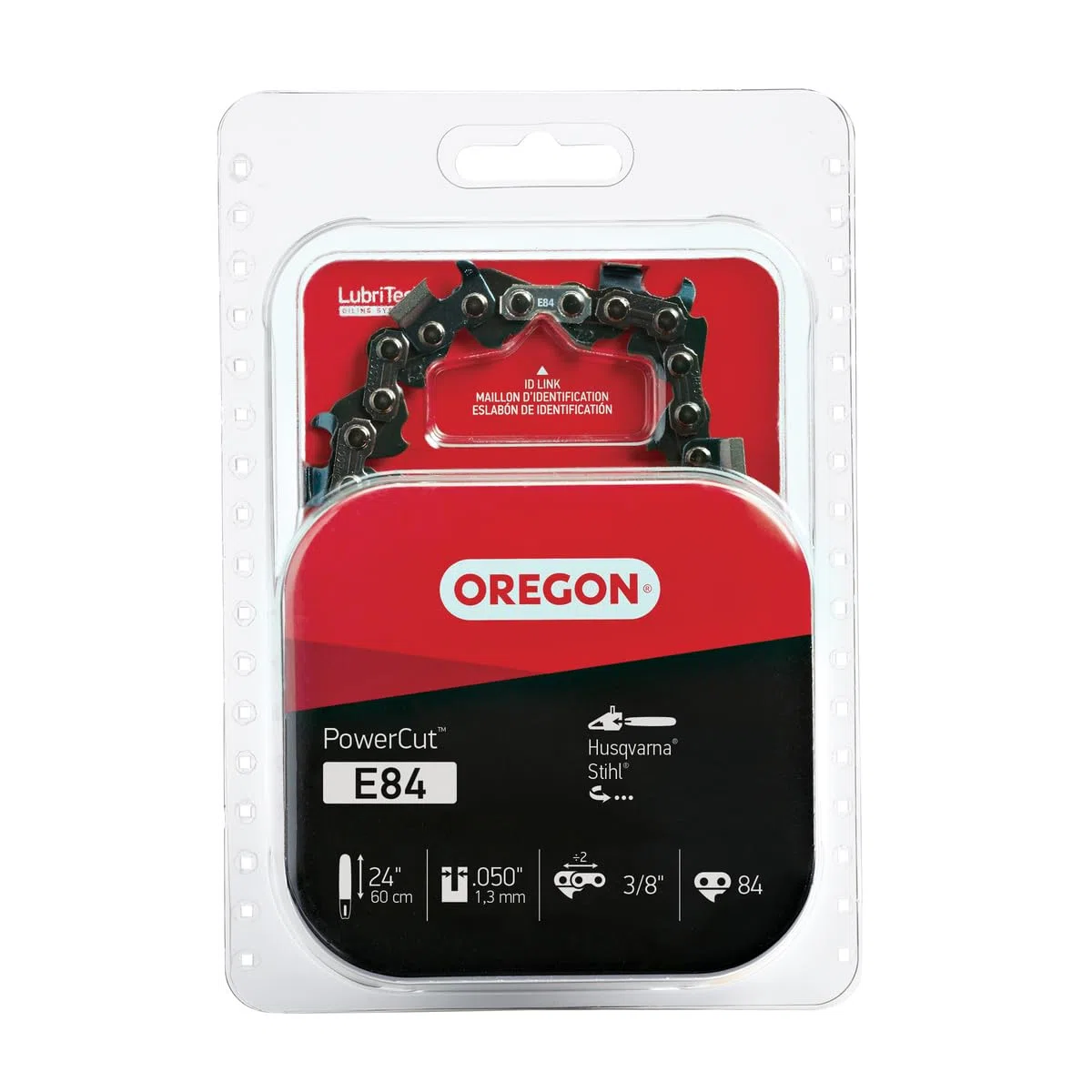 Oregon B84 - Cadena de motosierra profesional de cincel completo para barra de 24 pulgadas, 84 eslabones de transmisión, calibre de 0.50 pulgadas, paso de 3/8 pulgadas, 72EXL, se adapta a Husqvarna,