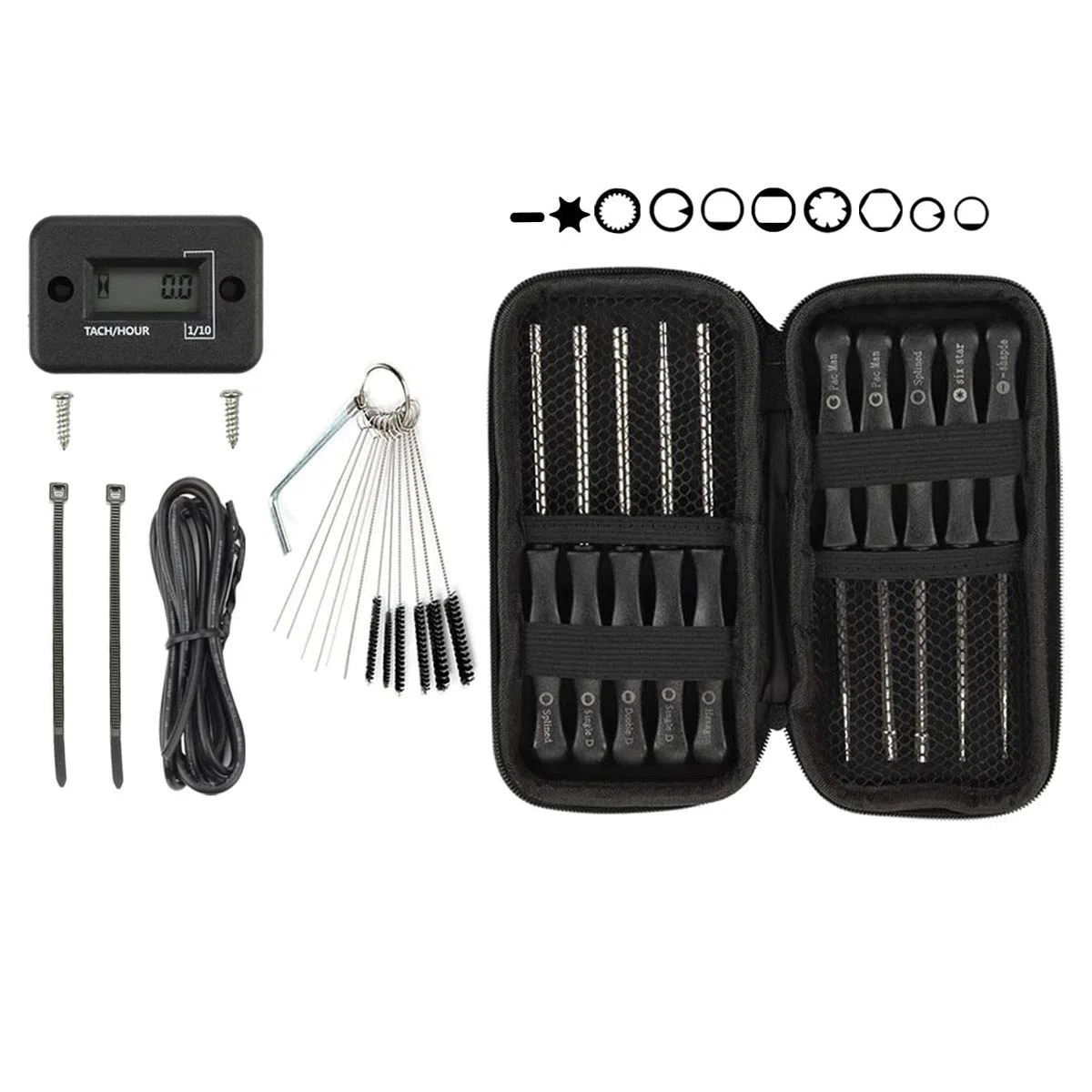 Set de 12 herramientas de ajuste del carburador y tacómetro tacómetro para motor de 2 tiempos para eco para STIHL para Poulan para motosierra Husqvarna herbívora motosierra