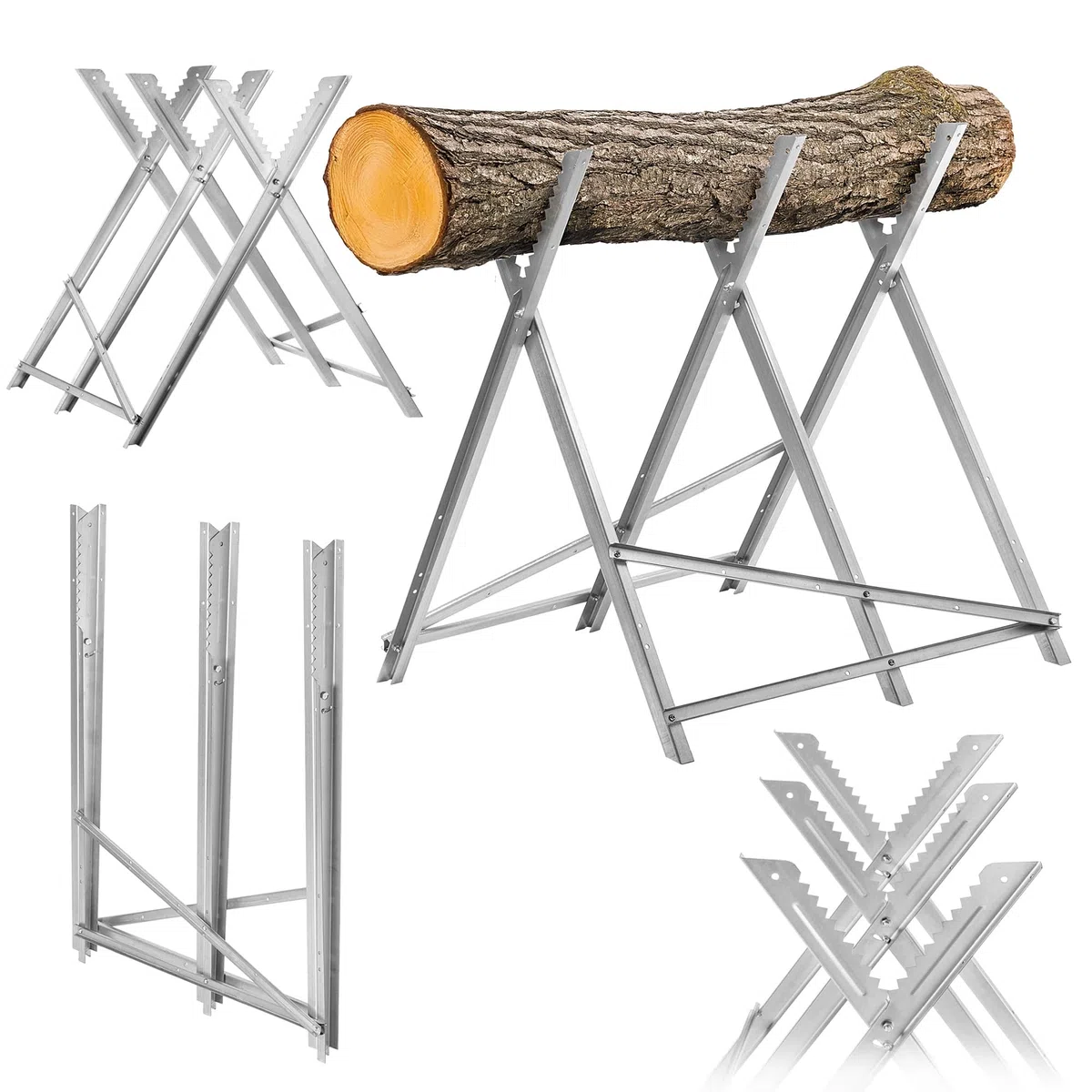 KADAX Caballete para motosierras, caballete plegable de madera de acero, caballete de madera plegable con capacidad de carga de hasta 150 kg, estructura para cortar leña, caballete plegable