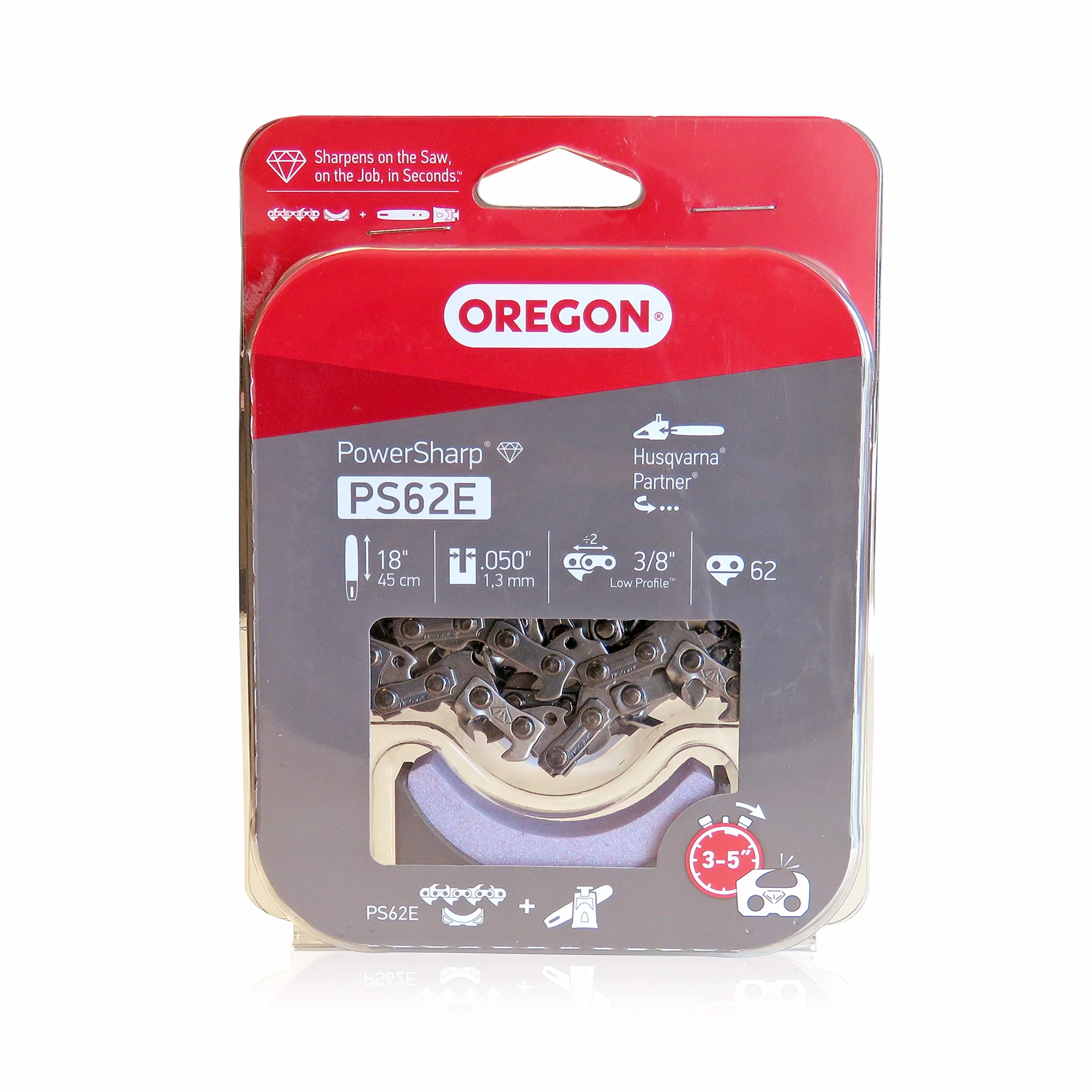 OREGON PS62E - 62 Eslabones Powersharp Motosierra Cadena Con Piedra De Afilar