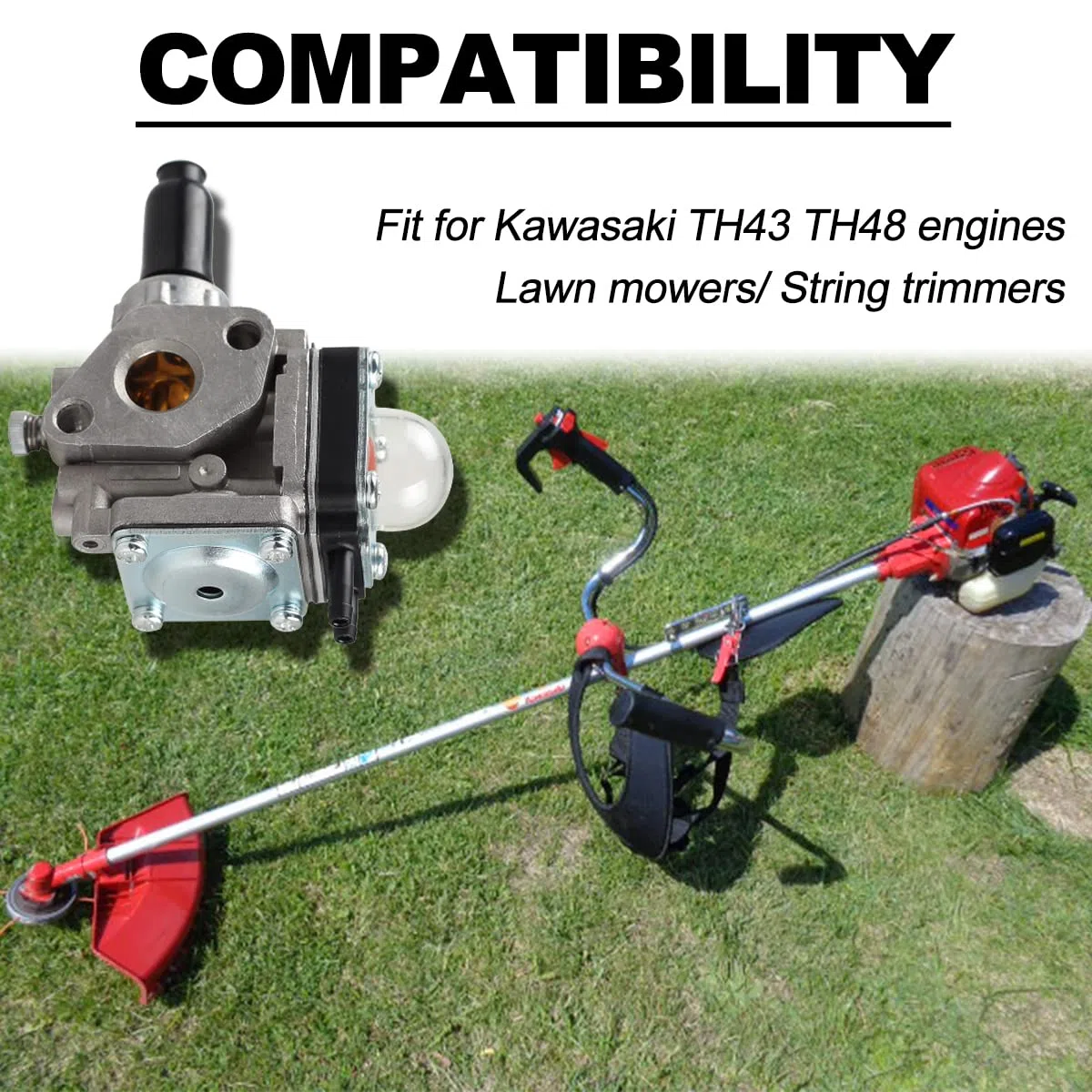 ZAMDOE Kit de carburador para Kawasaki Th43 Th48 Motor, cortacésped, Herramienta de jardinería al Aire Libre, con Junta, línea de Combustible, bujía, Piezas del Motor