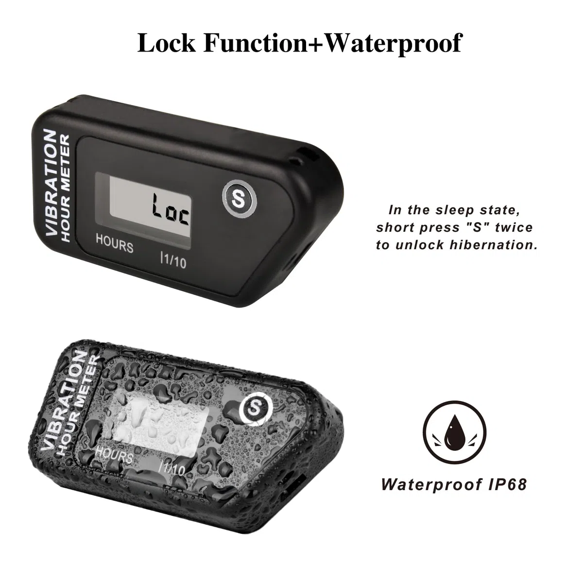 Jayron JR-HM016B Medidor de Horas Digital Inalámbrico LCD con Vibración Activada,para Todas las Máquinas Vibratorias,Compresor de Aire,Generador,Moto Acuática,Cortacésped,Motosierra