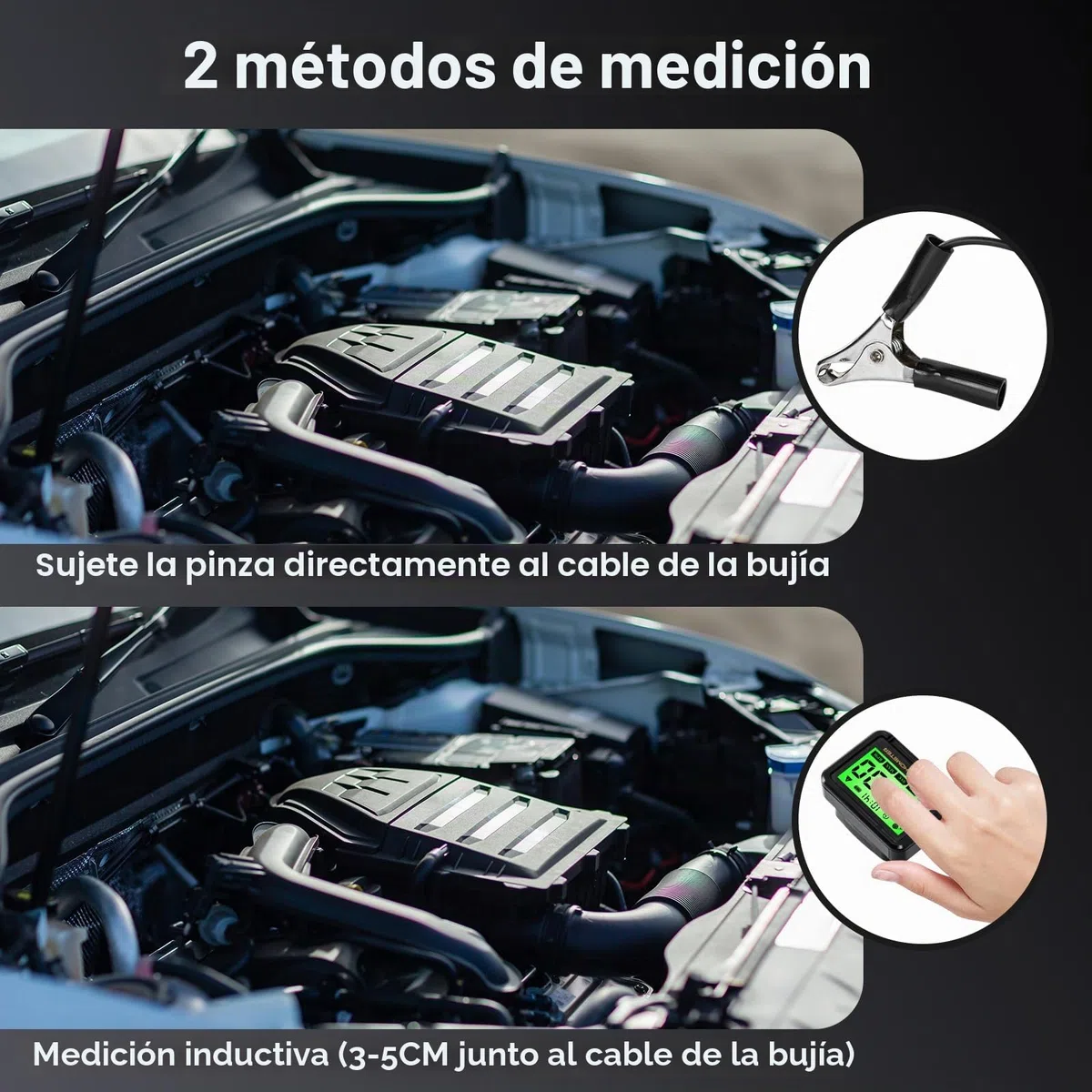 Tacómetro de Motosierra Digital Inductivo Tacó metro para motor de clip Drehzahlmesser RPM Tacómetros de Pulso para Cortacésped, Motocicleta,ATV, Barco, Equipo Marino, UTV y Motores Pequeños
