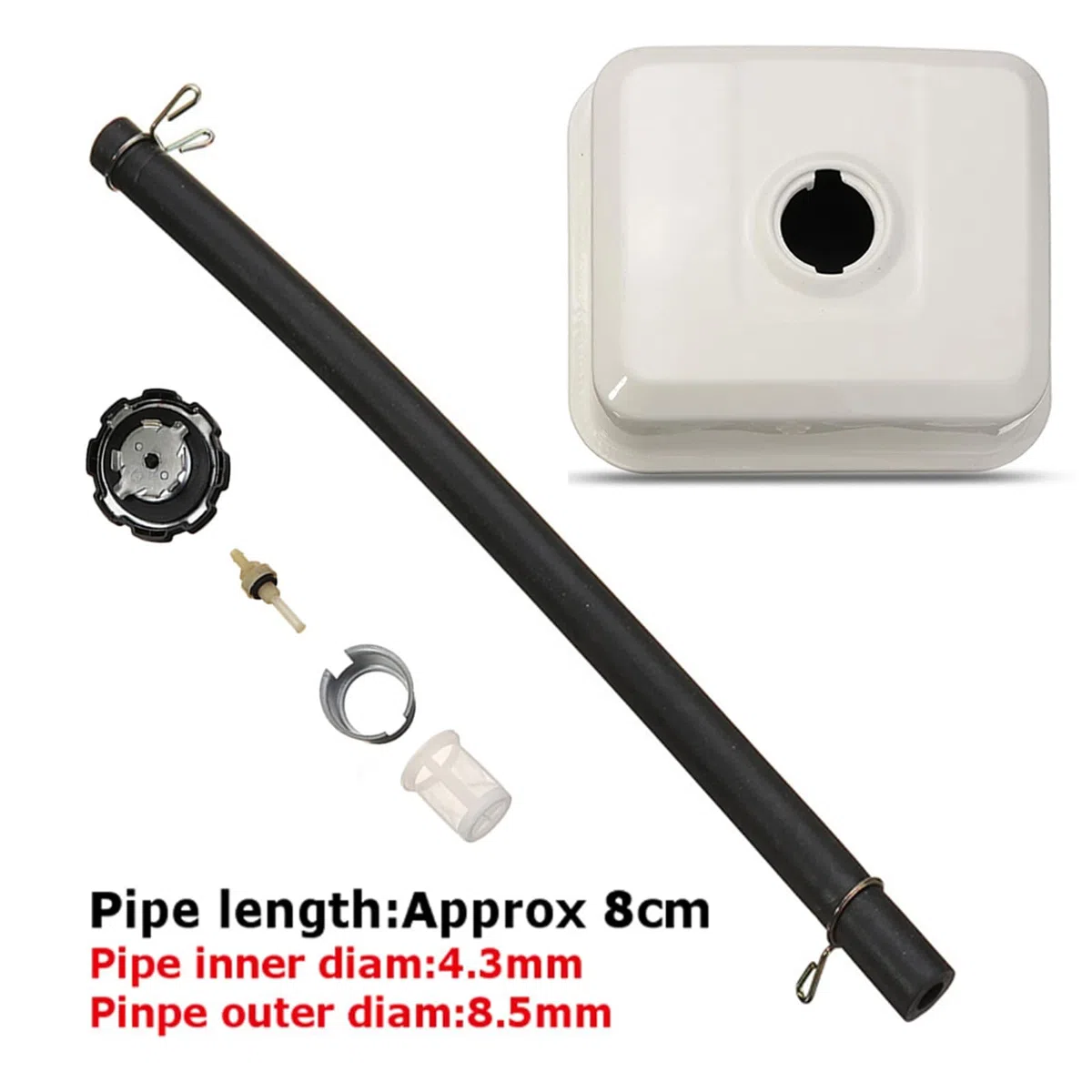 Depósito para Honda GX120 GX140 GX160 GX200 Motor, Deposito Gasolina Kit de 3L con Tapa de Deposito Filtro Gasolina y Línea de Gasolina Piezas de Repuesto para Cortacésped