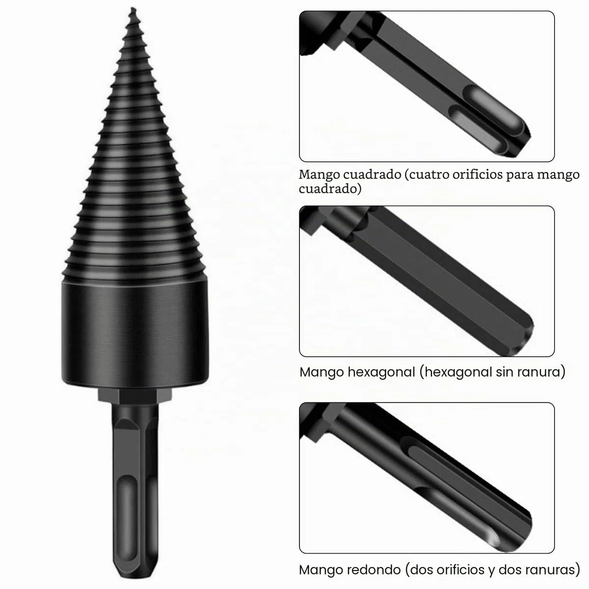 Taladro de Cono 32mm, Divisor de Madera, Taladro Escalonado, Partir Troncos, Cortar Leña, Tornillo de Cono Conductor, Cortador de Troncos