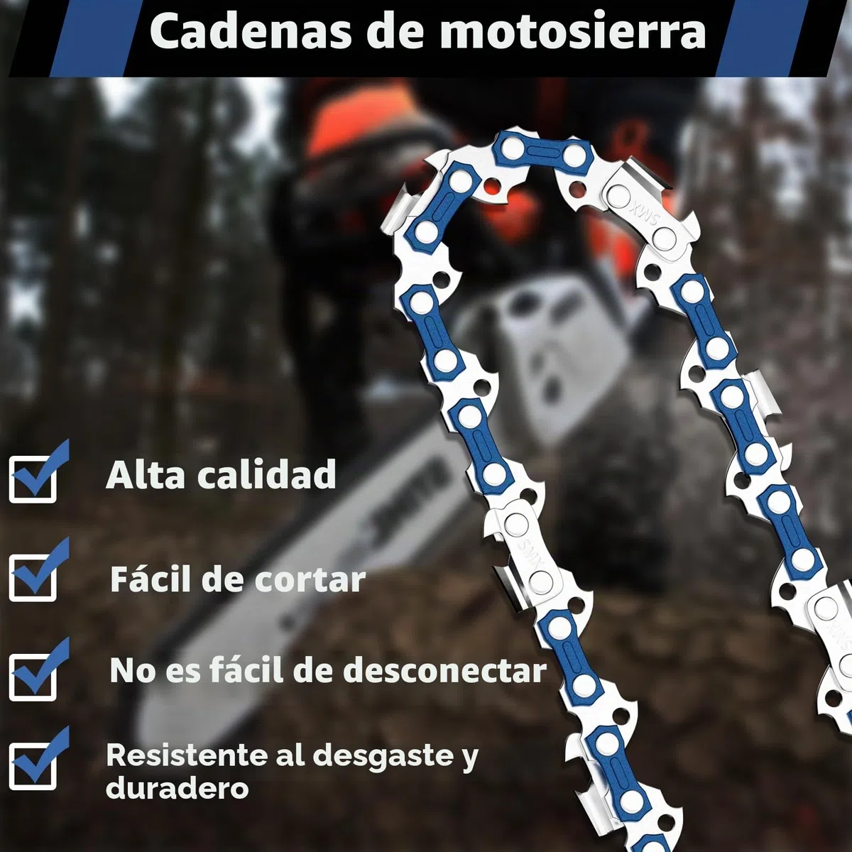 3 Cadena de Motosierra 16 Pulgadas(40cm), Motosierra Sierra Cadena 3/8" LP, 56 Eslabones, 1.1mm (0.043"), Cadena de Motosierra de Repuesto Cadena Motosierra para Bosch, Dolmar, Parkside