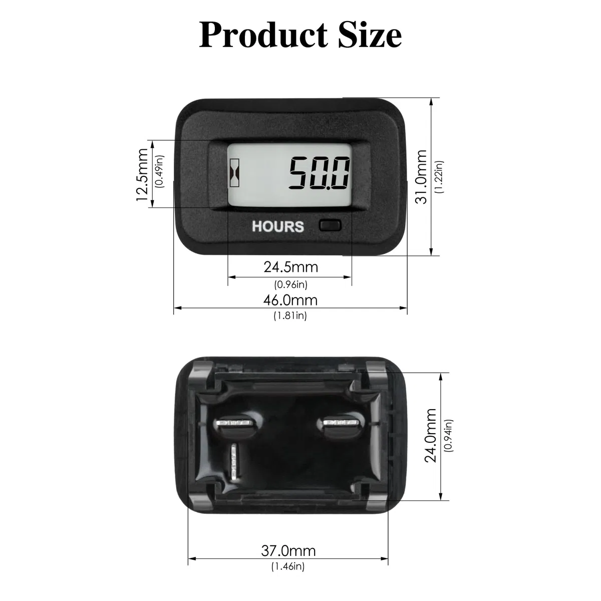 Jayron Medidor de Horas Digital LED AC/DC 5-277V Voltaje,Intervalo de Mantenimiento Reiniciable Almacenamiento de Datos Diseño Impermeable para Motores Pequeños,Como Cortacésped,Generador,Motocicleta