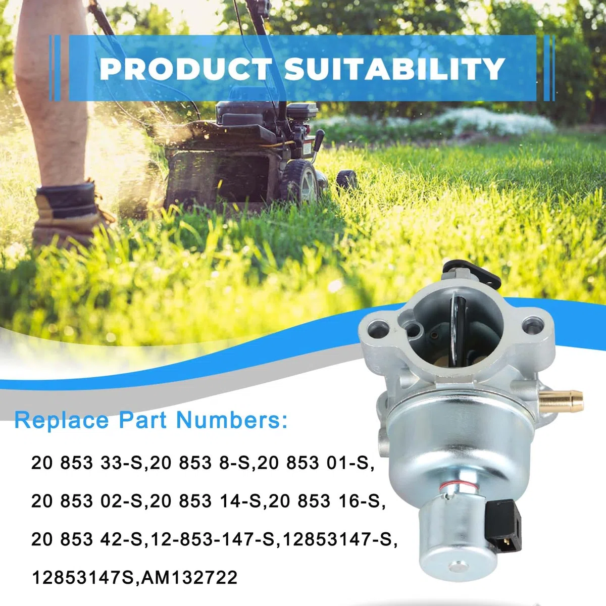 waltyotur 20 853 33-S - Kit de carburador para Kohler SV Series SV590 SV591 SV600 SV601 SV610 SV620 15HP 16HP 17HP 18HP 19HP Repalcement para John Deere STX30 AM132722