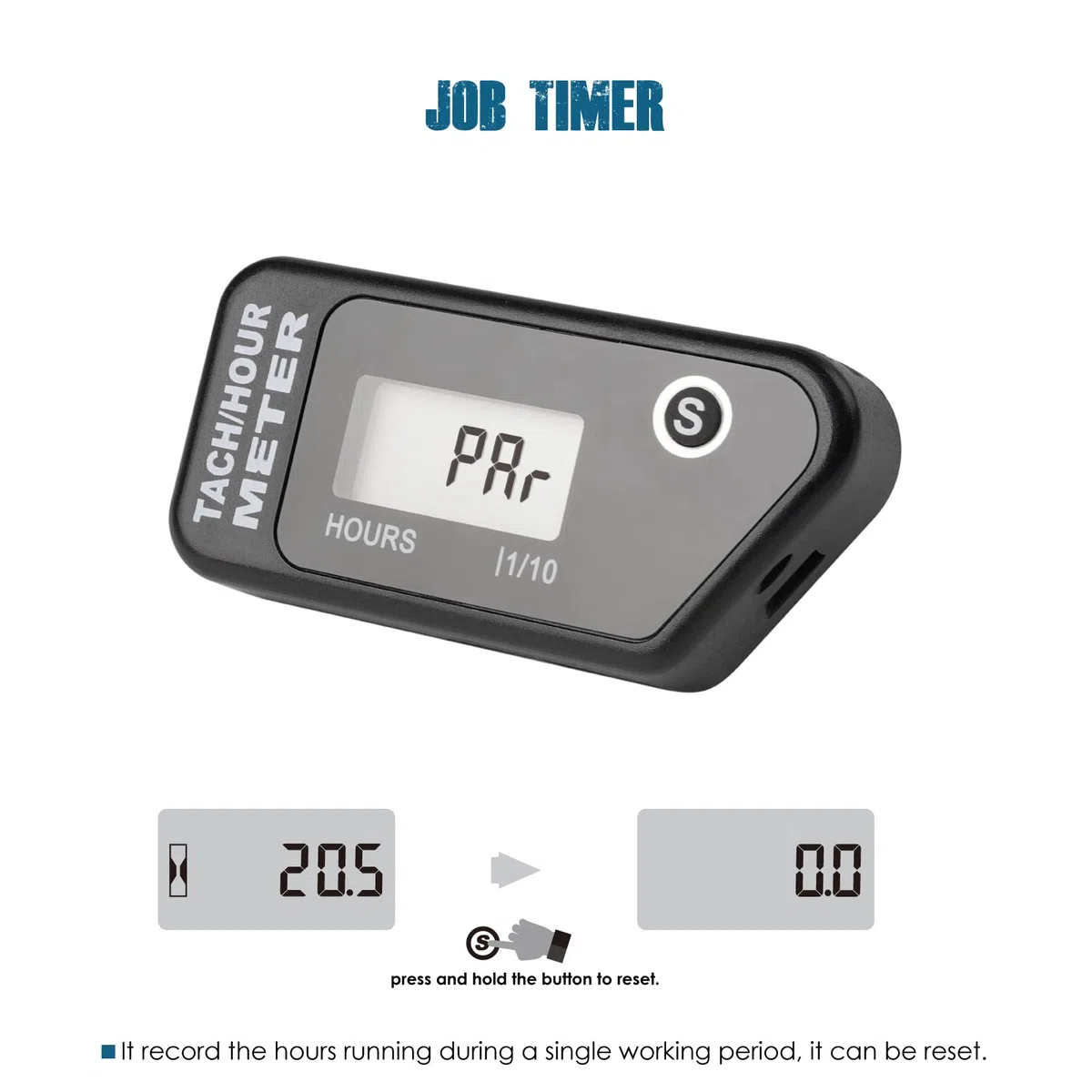 Runleader RL-HM016R Tacómetro digital de horas,diseño impermeable(negro).