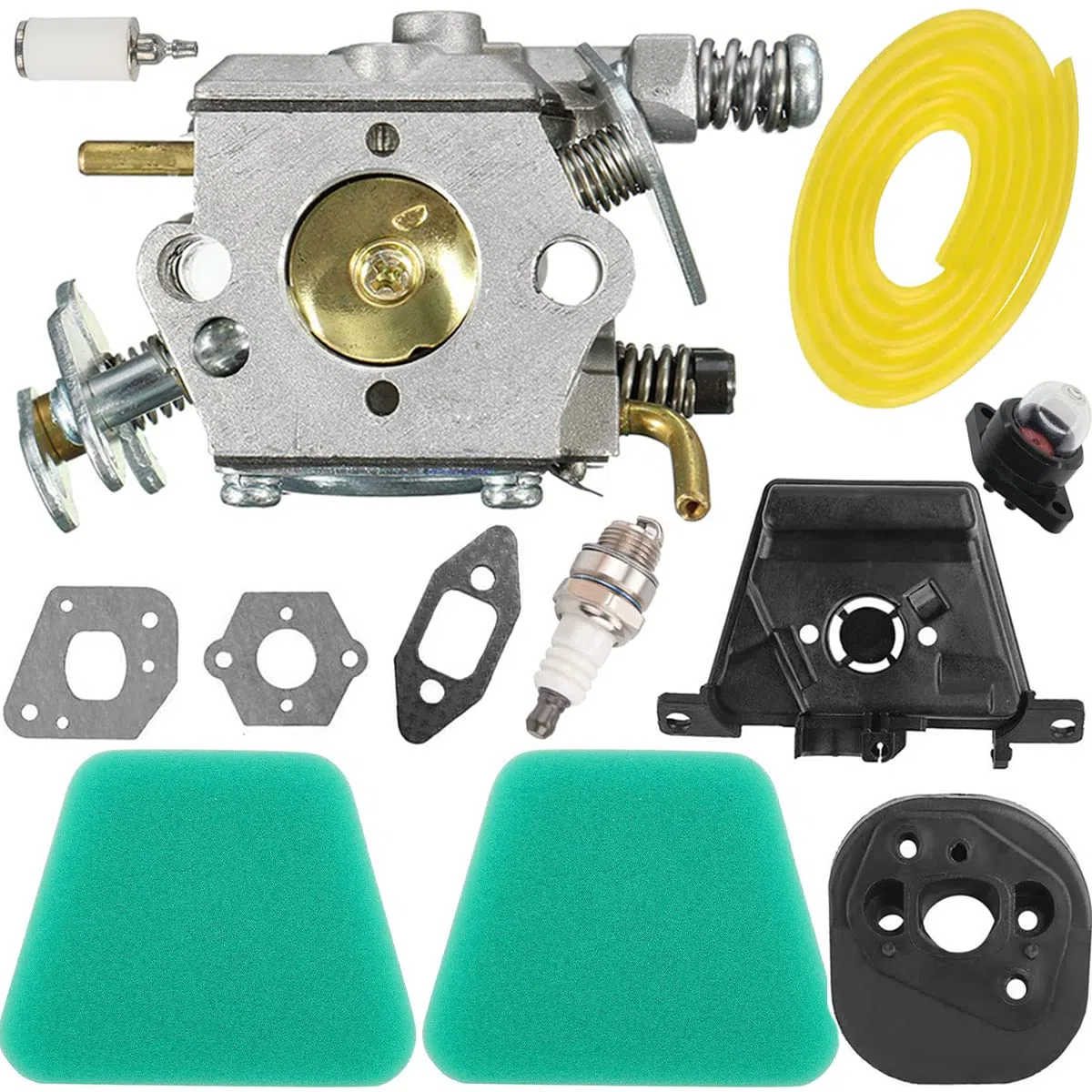 ZAMDOE Kit de Piezas de bujía de Filtro de Aire para carburador para Partner 350 351 352 370 371 390 391 401 420 20X Motosierra para Poulan 2050 2055 2115 2150 2175 2250 Reemplaza C1Q-W9 530071621