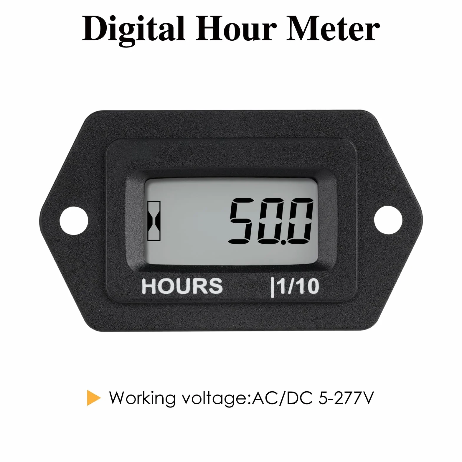 Jayron Contador de Horas LCD Digital Voltaje AC/DC 5V a 277V,no Polarizado,Instalación a Presión,Diseño Impermeable para ZTR Cortacésped Tractor Generator Club Compresor de Coche