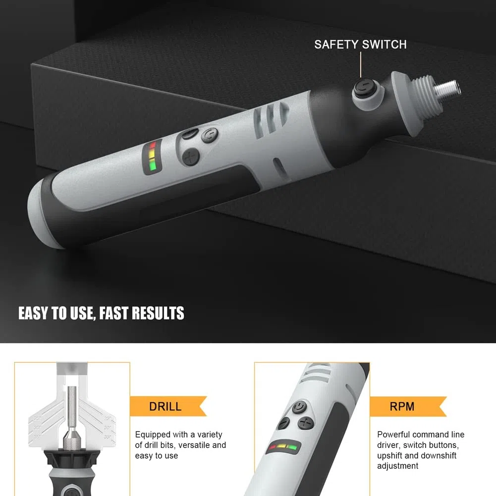 Herklotzn Afilador de motosierra inalámbrico, kit de afilado de motosierra de mano eléctrico, herramienta de afilado de motosierra de velocidad