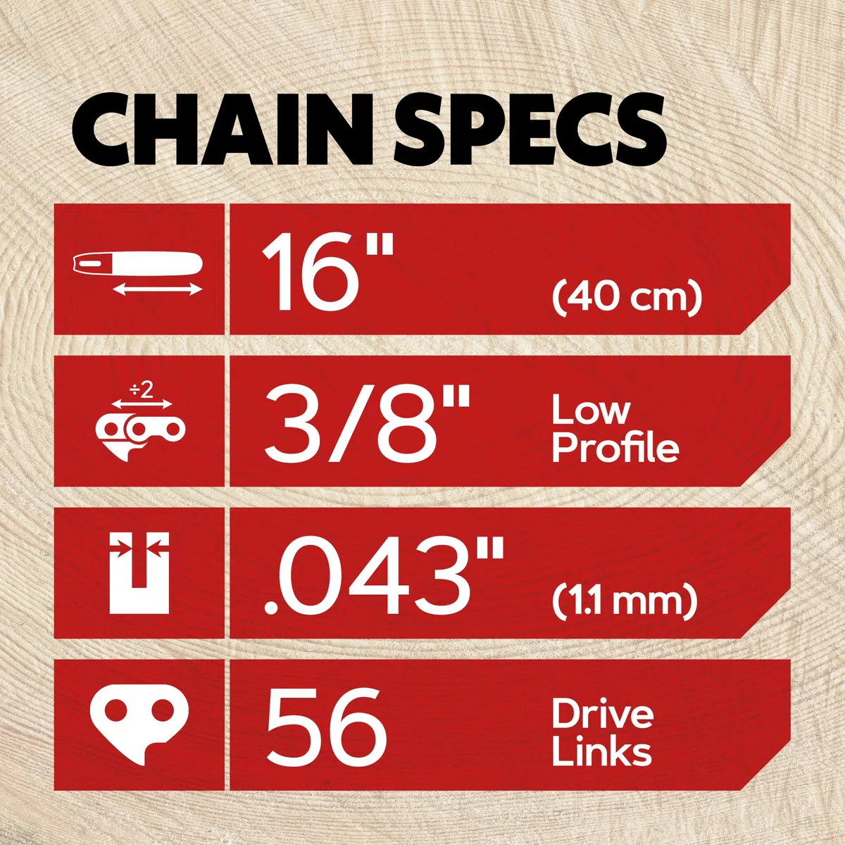 Oregon Pack de 3 Cadenas de Motosierra de Paso 3/8 LP, Calibre .043" (1,1 mm) para Espada de 16" (40 cm), 56 Eslabones Motrices – Cadena de Repuesto, Compatible con Makita, Dewalt, Husqvarna y más