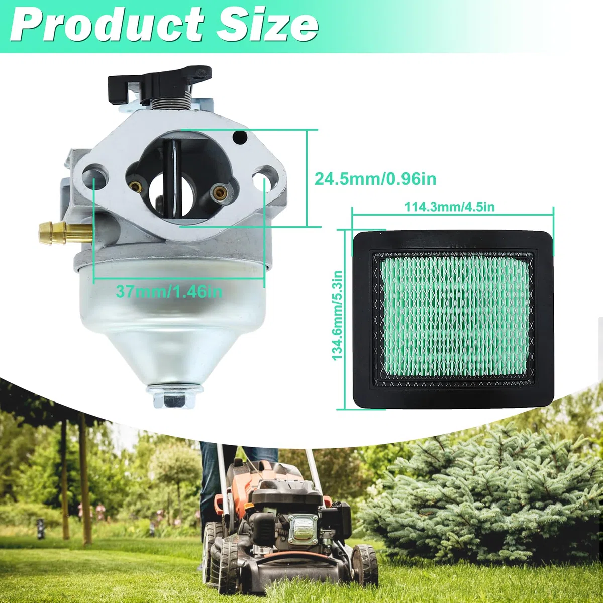 ADEFOL Kit de Carburador para Honda Motor GCV190 y Cortacésped HRB217 HRX217, Carburador + Filtro de Aire + Juntas + Bujía Accesorio Piezas de Repuesto Kit 9 en 1