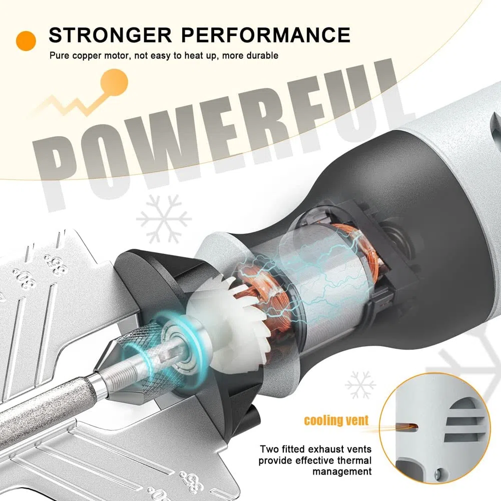 Herklotzn Afilador de motosierra inalámbrico, kit de afilado de motosierra de mano eléctrico, herramienta de afilado de motosierra de velocidad