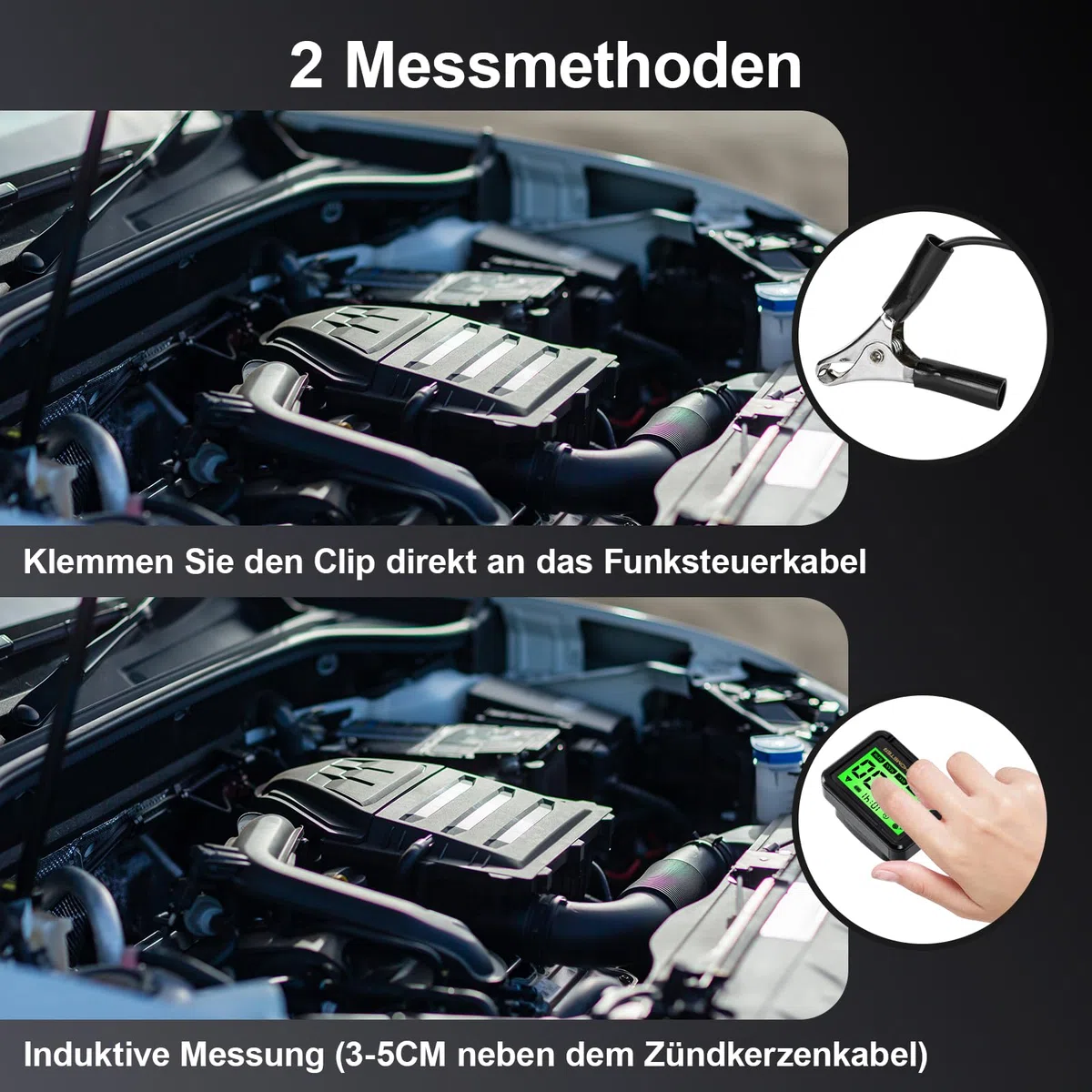 Tacómetro de motosierra, tacómetro LCD con inducción inalámbrica, velocímetro RPM, motor de gasolina, función de mantenimiento de visión nocturna, para motocicleta, cortacésped, moto de nieve