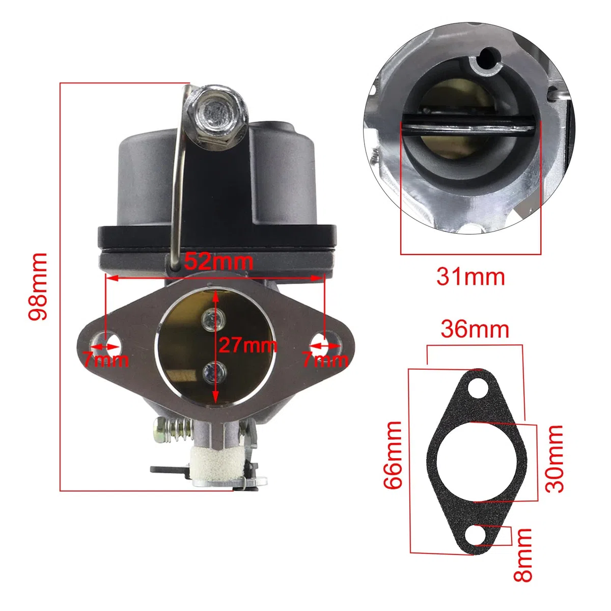 Wai Danie 640065A Carburador Compatible con Tecumseh MTD Stens Tractor Rotativo Motor de Patio Recambio 520-952 13153 640065 640065A OV358EA OHV130 OHV125