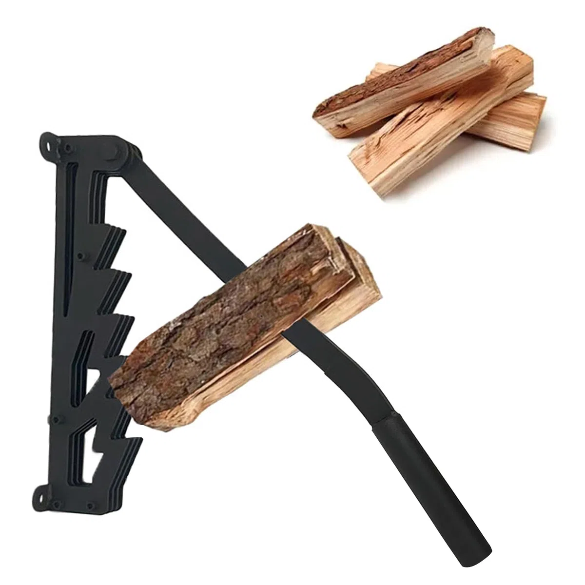 Divisor de madera montado en la pared, divisor de madera manual de acero al carbono, soporte de pared para leña, herramienta para cortar madera, división de madera al aire libre (separador de madera)