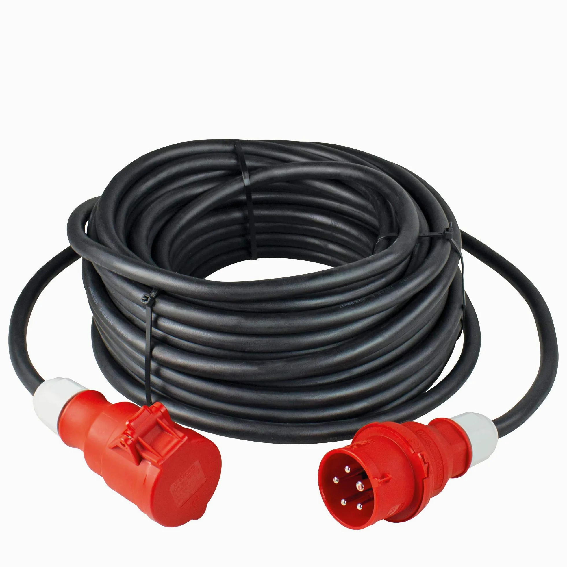 as - Schwabe Prolongación de uso intensivo - Enchufe CEE y toma CEE (400 V / 16 A / 11 kW) - Prolongación CEE de 25 m de 5 polos con cable de goma H07RN-F 5G2,5 - IP44 - Negro