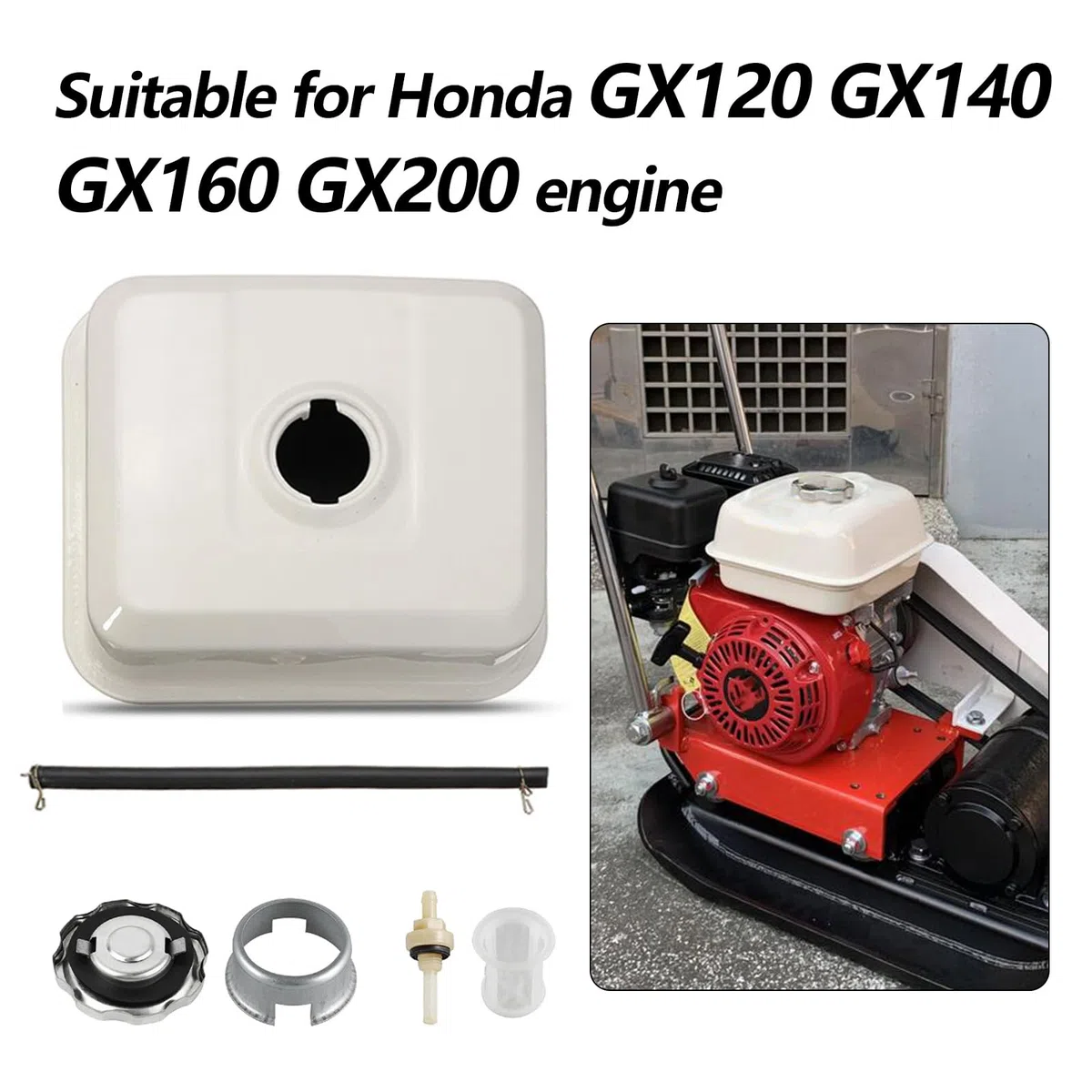 Depósito para Honda GX120 GX140 GX160 GX200 Motor, Deposito Gasolina Kit de 3L con Tapa de Deposito Filtro Gasolina y Línea de Gasolina Piezas de Repuesto para Cortacésped