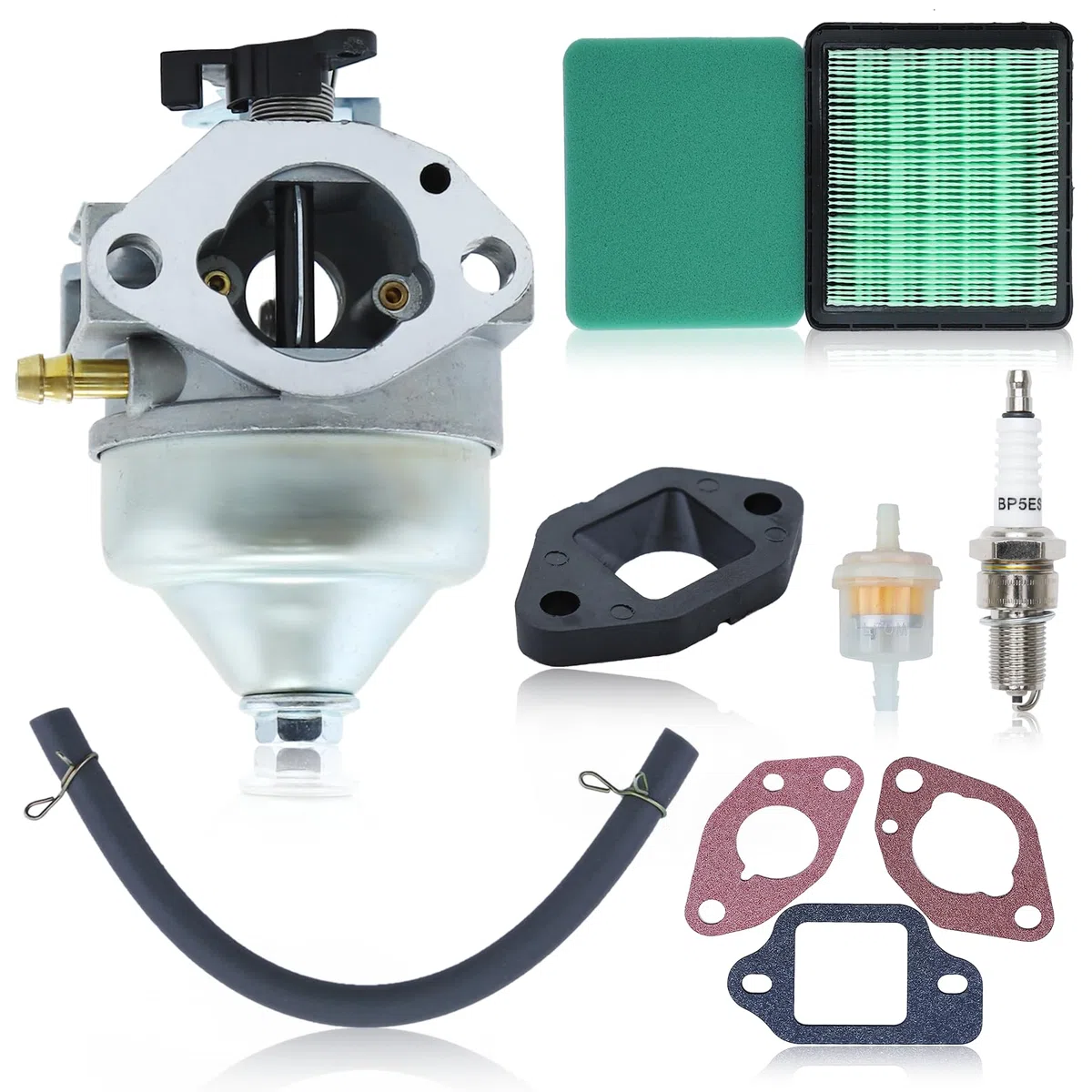 ADEFOL Kit de Carburador para Honda Motor GCV190 y Cortacésped HRB217 HRX217, Carburador + Filtro de Aire + Juntas + Bujía Accesorio Piezas de Repuesto Kit 9 en 1