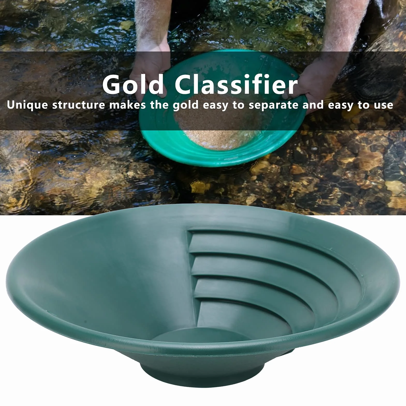 Bandeja para Tamices De Oro sartén para oro profesional 260mm bandeja lavado Material Plástico Liviano ,Seleccionada Manualmente con Diseño De Setacci