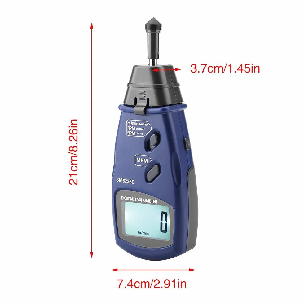 Akozon Tacómetro Probador de contacto, Almacenamiento automático de datos, Retener Fotoeléctrico Modo, Distancia 50 mm ~ 500 mm, Pantalla LCD grande