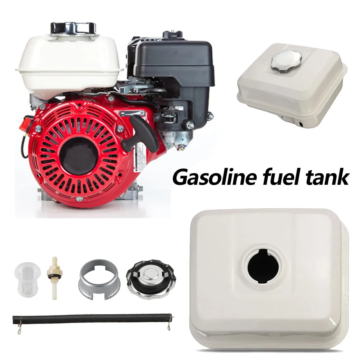 Depósito para Honda GX120 GX140 GX160 GX200 Motor, Deposito Gasolina Kit de 3L con Tapa de Deposito Filtro Gasolina y Línea de Gasolina Piezas de Repuesto para Cortacésped