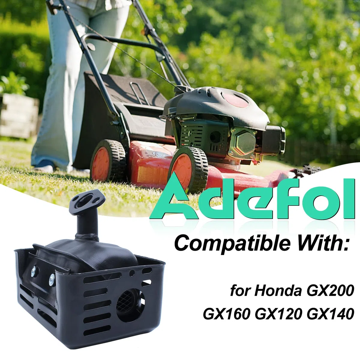 Silenciador de escape para Honda GX200 GX160 GX120 GX140, ADEFOL escape con manguera + junta + bujía piezas de repuesto silenciador motor accesorios