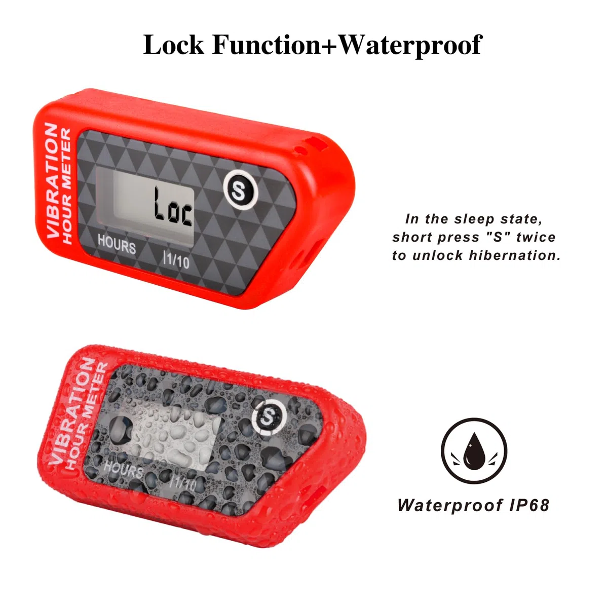 Jayron JR-HM016B Medidor de Horas Digital Inalámbrico LCD con Vibración Activada,para Todas las Máquinas Vibratorias,Compresor de Aire,Generador,Moto Acuática,Cortacésped,Motosierra