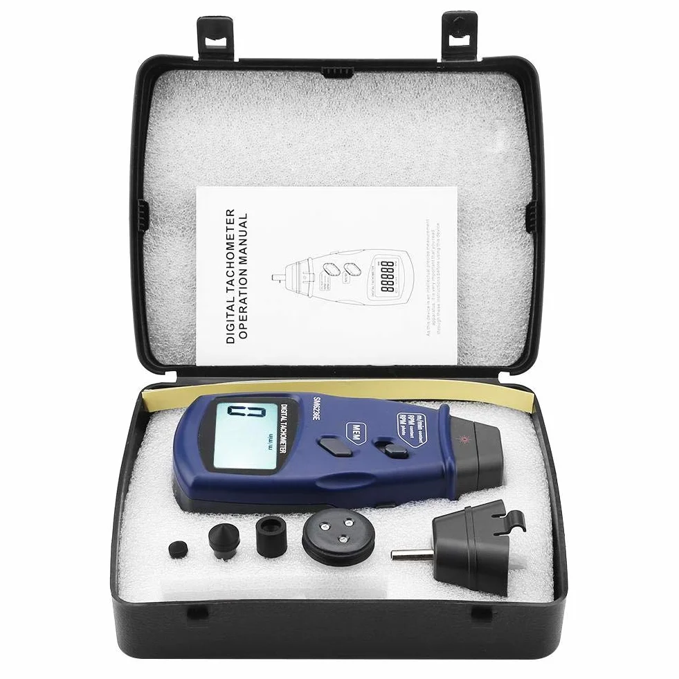 Akozon Tacómetro Probador de contacto, Almacenamiento automático de datos, Retener Fotoeléctrico Modo, Distancia 50 mm ~ 500 mm, Pantalla LCD grande