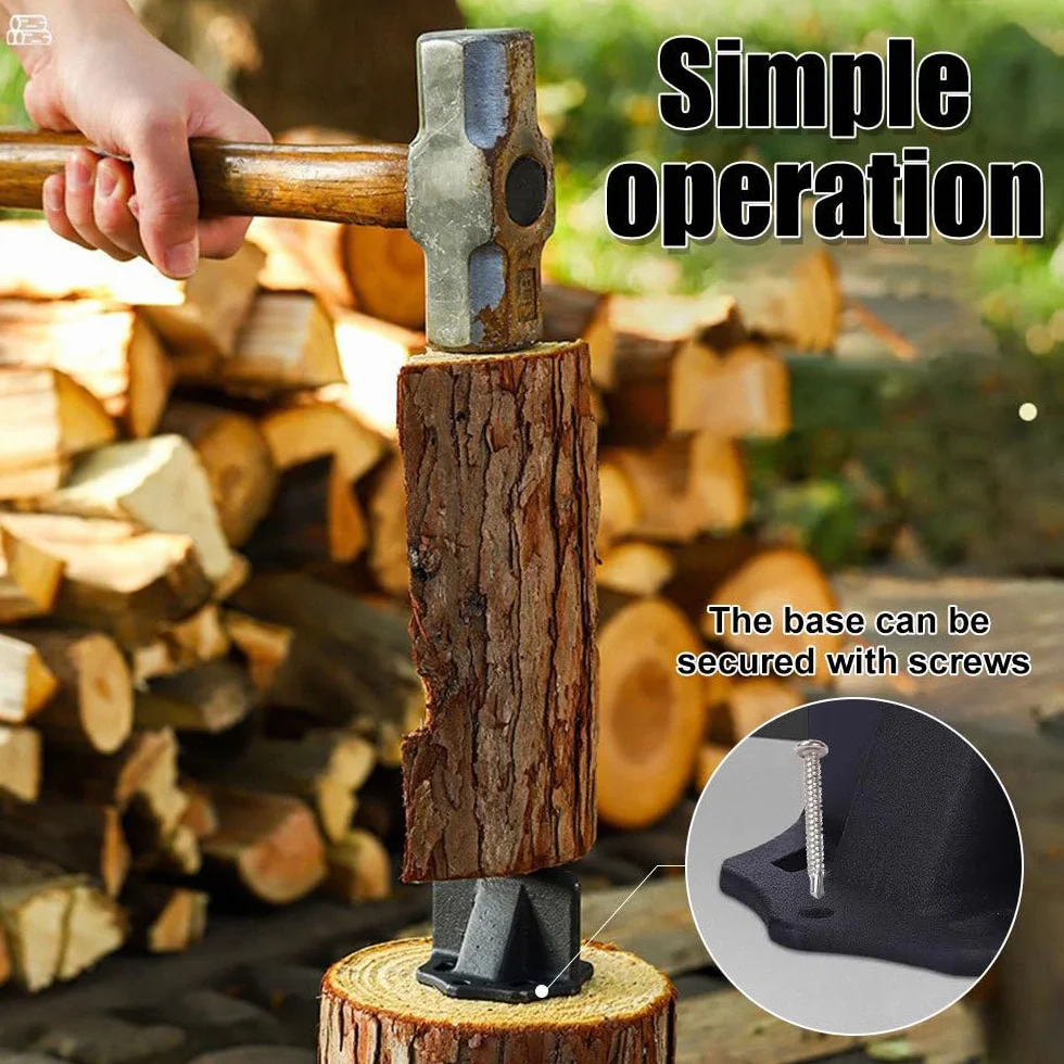 Esparcidor de madera, herramienta de corte de troncos de acero fundido, con bolsa de almacenamiento y tornillos, para estufa de madera, chimeneas
