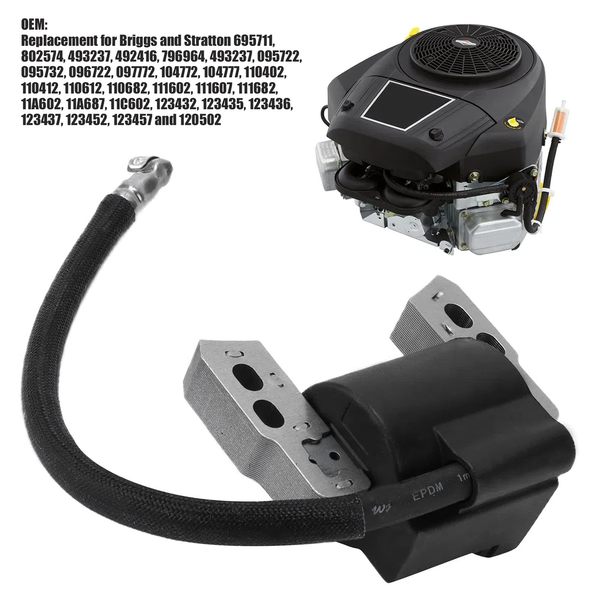 Módulo de Bobina de Encendido de Motor Universal, Pieza de Repuesto de Metal 802574 796964 para Briggs y Stratton, Ideal para Cortacésped