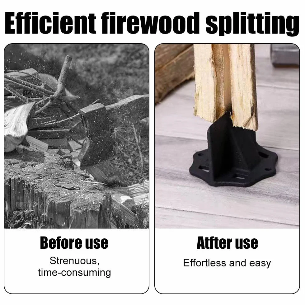 Esparcidor de madera, herramienta de corte de troncos de acero fundido, con bolsa de almacenamiento y tornillos, para estufa de madera, chimeneas